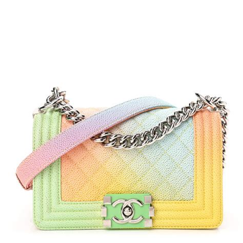 chanel caviar quilted printed rainbow small cuba boy flap|Chanel Boy Rainbow Quilted Caviar Small Pink/Multicolor .